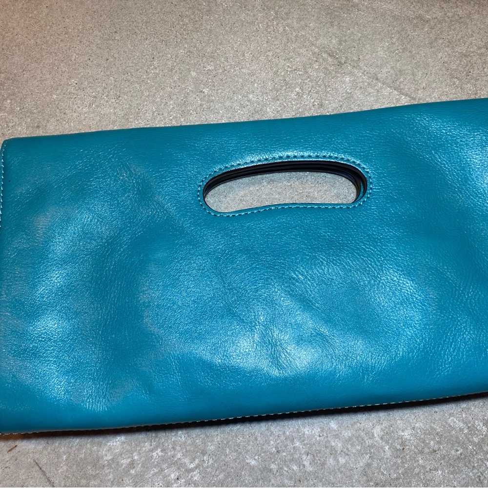 🍄 Hobo The Original Katrina Turquoise Leather Clutch - Picture 10 of 15